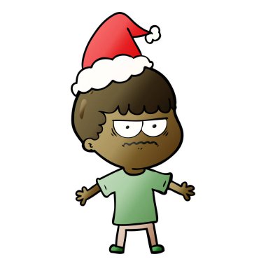 kızgın bir adam Noel Baba şapkası giyen degrade çizgi film