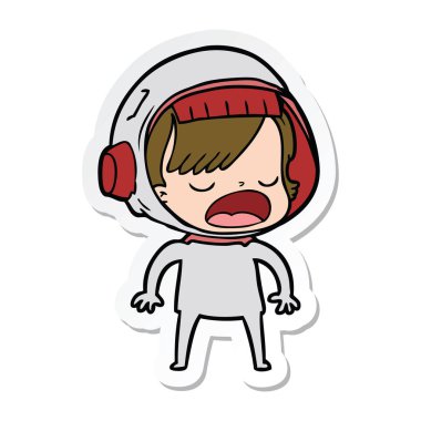 etiket açıklayan bir karikatür astronot kadının