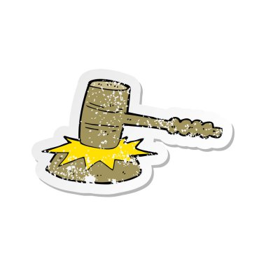 bir çizgi film tokmak cezalı retro sıkıntılı etiket