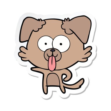 etiket yapışkanlık dışarı dil bir karikatür köpek