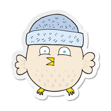 etiket bir karikatür baykuş şapka