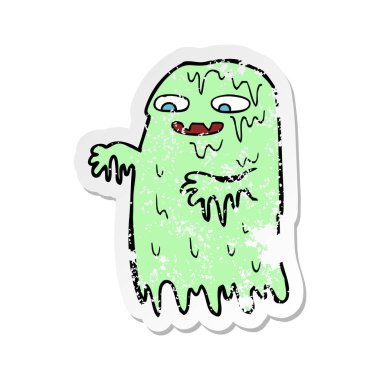 bir çizgi film brüt sümük hayaletin Retro sıkıntılı etiket