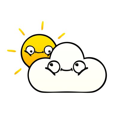 güneşli ve bulut degrade gölgeli çizgi film