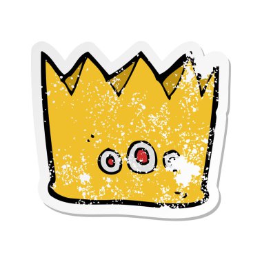 Retro etiket bir karikatür taç sıkıntılı.