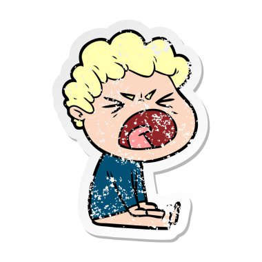 bir çizgi film öfkeli adam sıkıntılı etiket