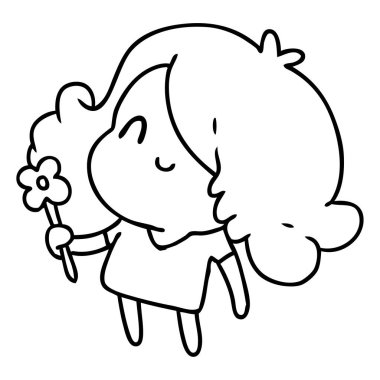 bir şirin kawaii kız çizgi çizme