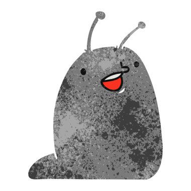 bir şirin kawaii sülük Retro karikatür çizimi