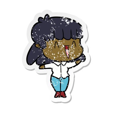 bir çizgi film kadının sıkıntılı etiket