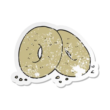 bir çizgi film simit Retro sıkıntılı etiket