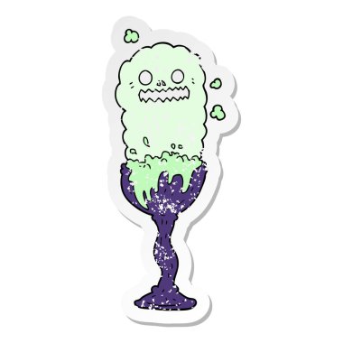 bir çizgi film korkunç Cadılar Bayramı iksir Kupası sıkıntılı etiket