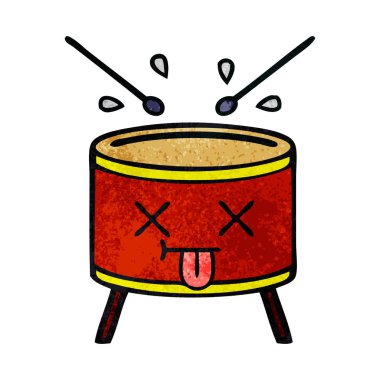 Retro grunge doku karikatür davul