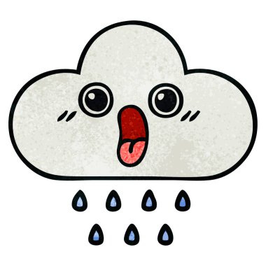 Retro grunge doku karikatür bir yağmur bulutu