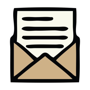 sevimli çizgi bir mektup ve zarf