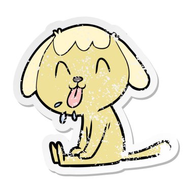 sevimli çizgi köpeklerin sıkıntılı etiket