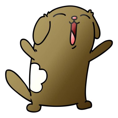 kawaii sevimli köpek serbest el çekilmiş degrade çizgi film