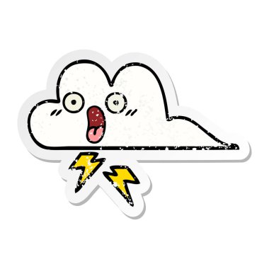 sevimli çizgi gök gürültüsü bulut sıkıntılı etiket