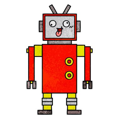 Retro grunge doku çizgi film çılgın robot