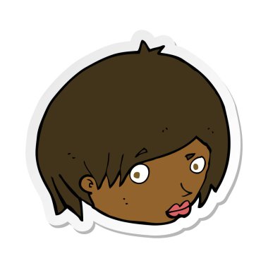 bir çizgi film kadın yüzü ile yükseltilmiş kaş etiket