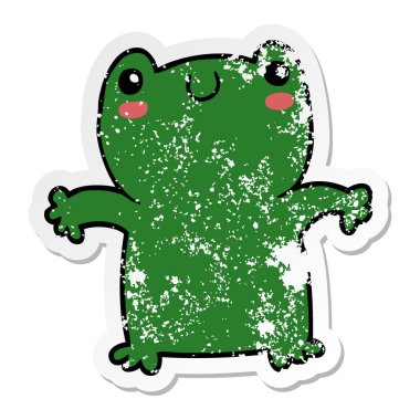 bir çizgi film kurbağa sıkıntılı etiket