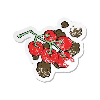 Retro sıkıntılı etiket asma illustratio üzerinde yeşil domates