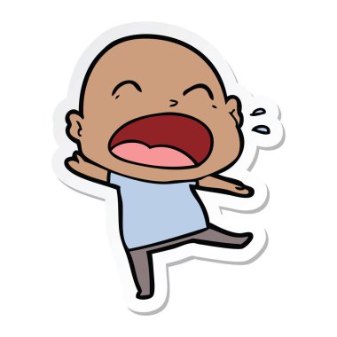 kel adam bağıran bir çizgi film etiketi