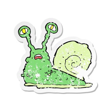 bir çizgi film salyangoz Retro sıkıntılı etiket