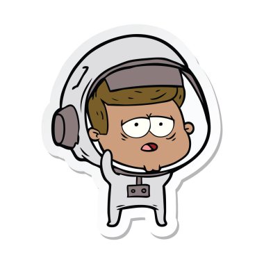 bir çizgi film yorgun astronotun etiket