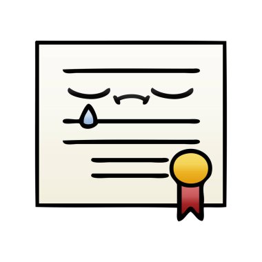 Degrade gölgeli karikatür Mezuniyet Diploması