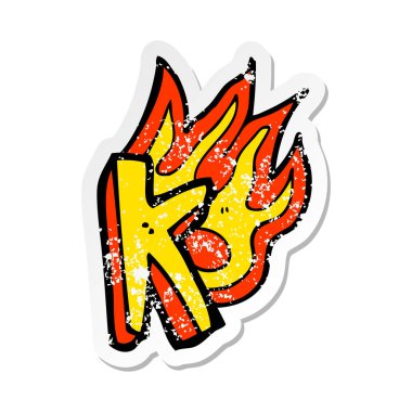 bir çizgi film yanan mektup Retro sıkıntılı etiket