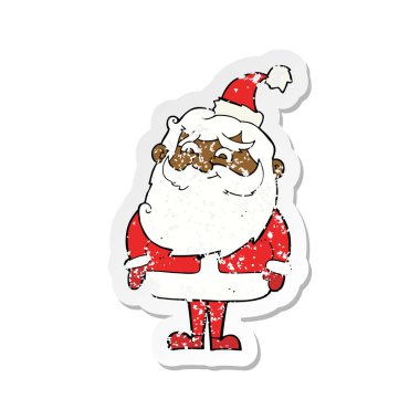 Retro sıkıntılı etiket bir karikatür Noel Baba