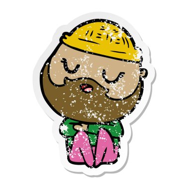 sakallı bir karikatür insanın sıkıntılı etiket