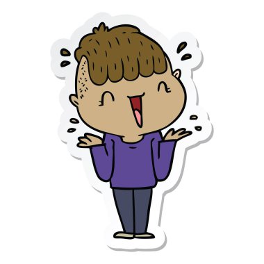 etiket bir karikatür mutlu çocuk şaşırmış