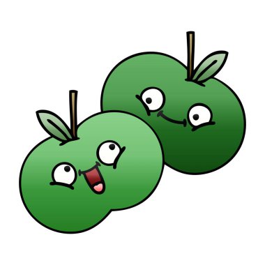 bir elma degrade gölgeli çizgi film