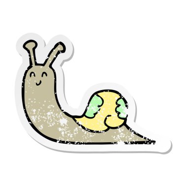 sevimli çizgi salyangoz sıkıntılı etiket