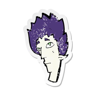 bir çizgi film vampir kafa Retro sıkıntılı etiket