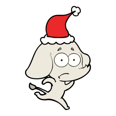 çizgi çizme giyen Noel Baba şapkası kaçmak emin değilseniz bir fil