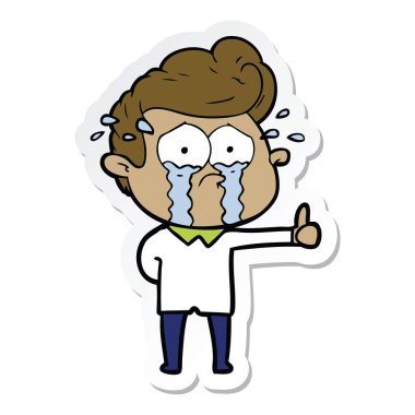 adam ağlıyor çizgi film etiketi