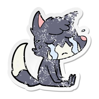 ağlayan bir tilki karikatür sıkıntılı etiket