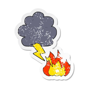 bir çizgi film yıldırım Retro sıkıntılı etiket