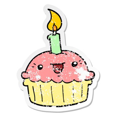 çizgi film çörek mum ile sıkıntılı etiket