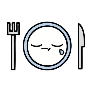 sevimli çizgi bir yemek tabağı