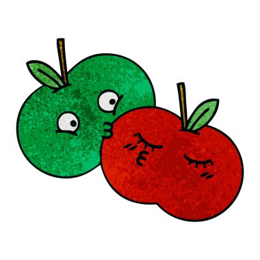 Retro grunge doku çizgi film sulu elma