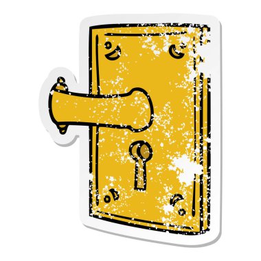 sıkıntılı etiket karikatür doodle kapı kolu