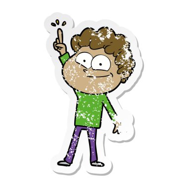 karikatür mutlu bir adamın sıkıntılı etiket