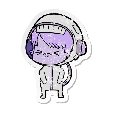 bir kızgın çizgi film alan kızın sıkıntılı etiket