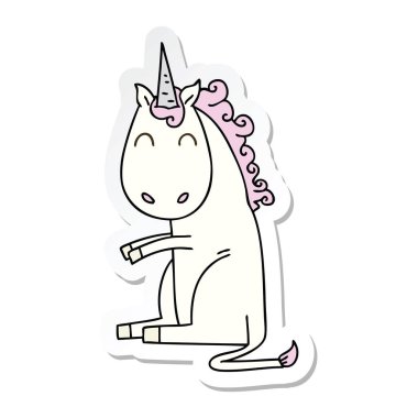 ilginç bir el etiket çizgi film tek boynuzlu at çizilmiş