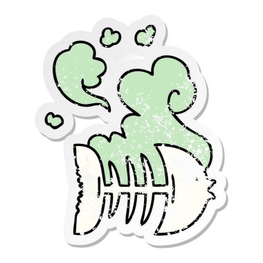 ilginç bir el sıkıntılı etiket karikatür ölü balık çizilmiş