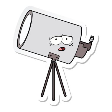 yüz karikatür sıkılmış teleskopla etiket