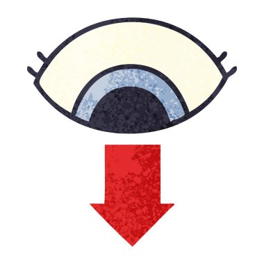 retro illüstrasyon tarzı çizgi film göz aşağı dönük