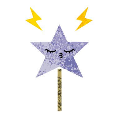 Retro illüstrasyon tarzı çizgi film sihirli değnek